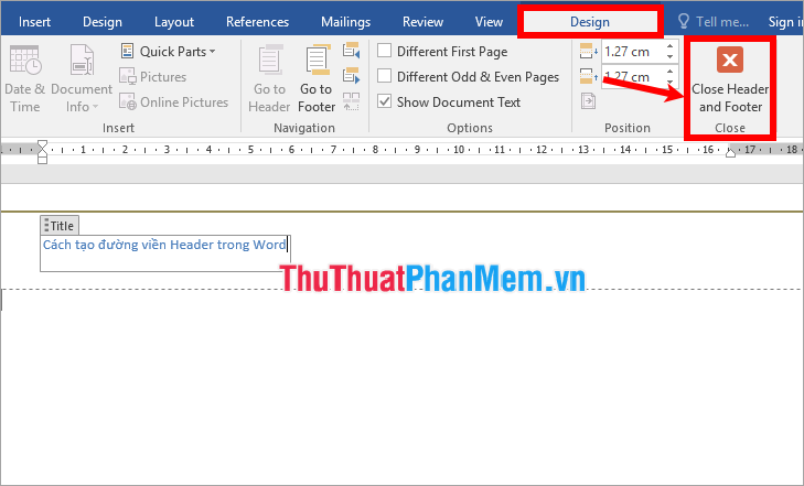 Close Header and Footer