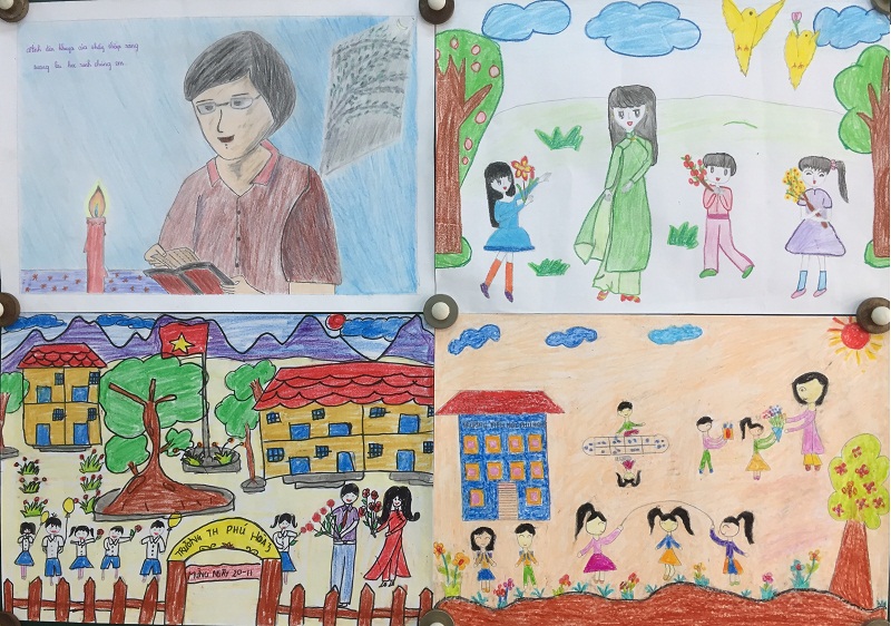 Tranh vẽ đề tài 20-11, tranh ngày nhà giáo Việt Nam đẹp và ý nghĩa nhất