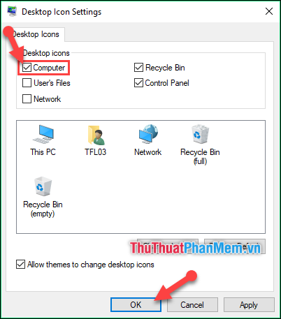 Cách hiển thị My Computer (This PC) trên màn hình Desktop Windows 10