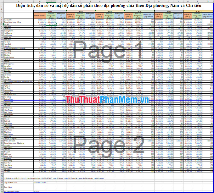 Trang 1 sẽ chứa tất cả nội dung của bảng tính Excel