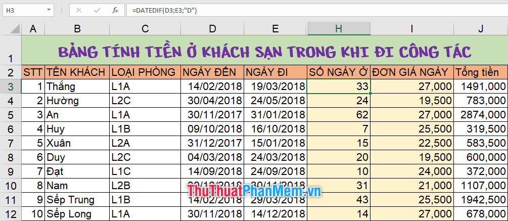 Hàm đếm ngày tháng trong Excel - Cách dùng và ví dụ minh họa