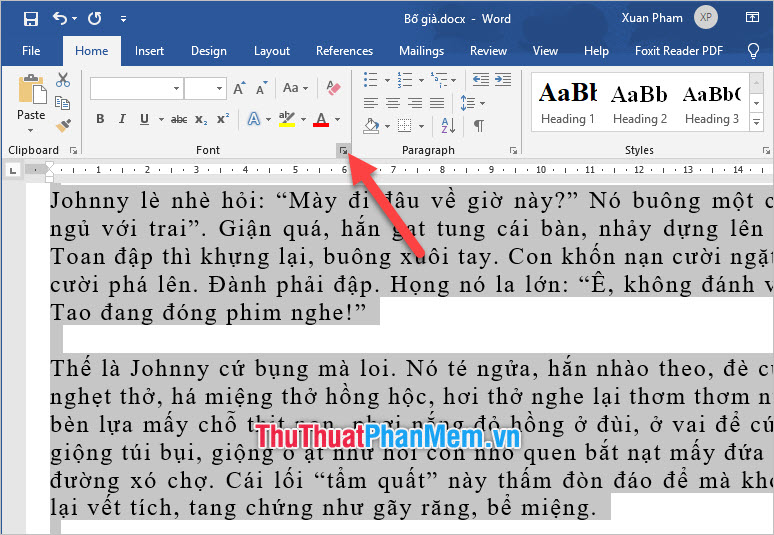 Phần mở rộng của mục Font