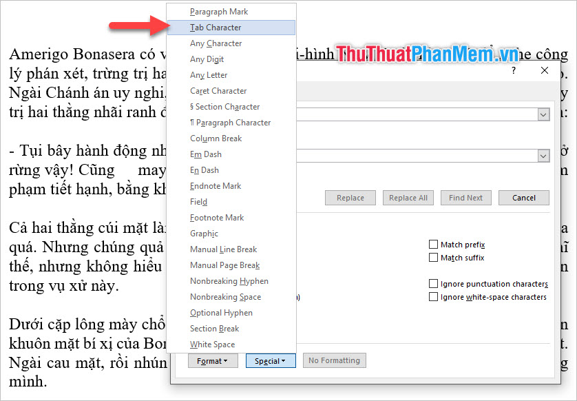 Tab Character