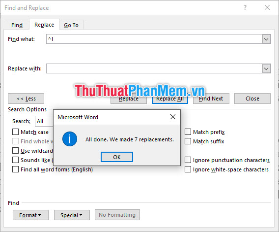 Thông báo có bao nhiêu lần thay đổi đã được thực hiện