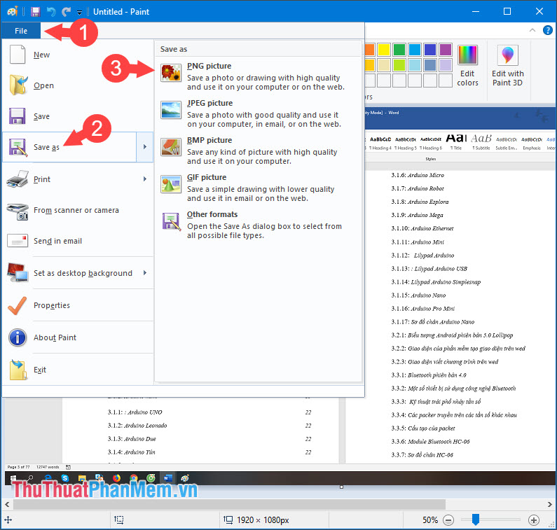 Chọn Save as theo định dạng PNG