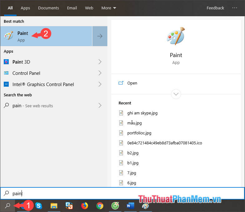 Mở ứng dụng Paint