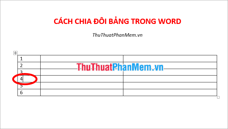 Đặt con trỏ chuột trên ô bất kỳ