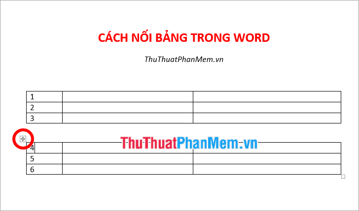 Di chuyển con trỏ chuột vào bảng thứ 2