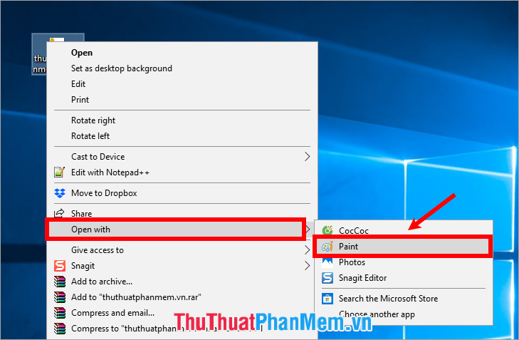 Chọn Open With Paint