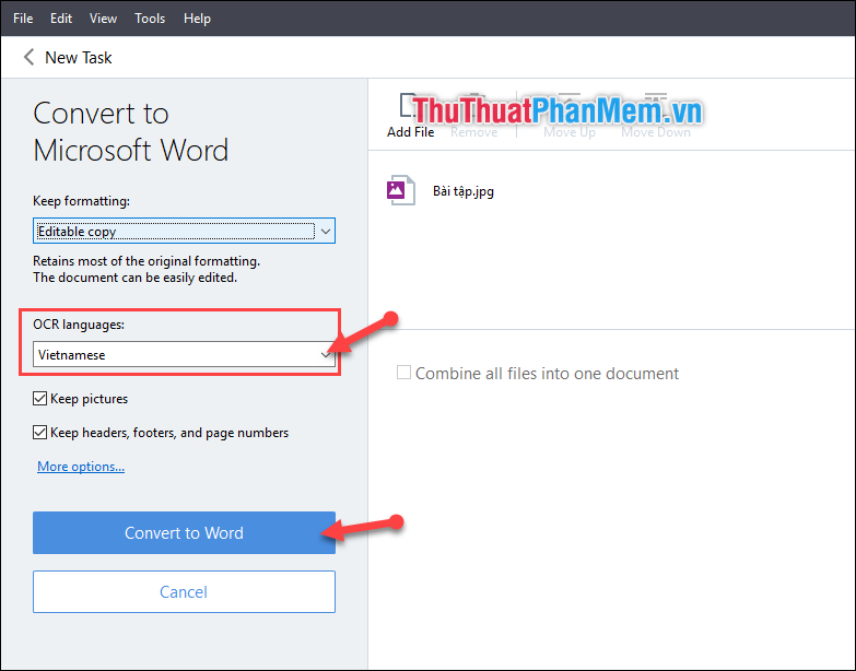 Chọn Convert to Word