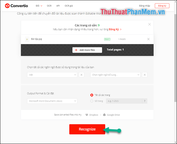 Chọn Recognize