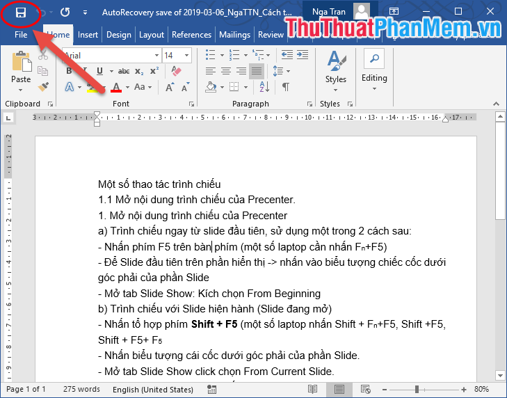 Chọn Biểu tượng Save