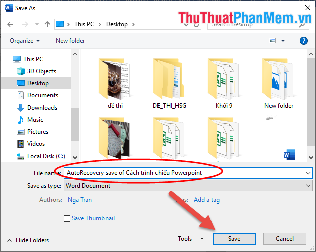 Chọn Save để lưu file