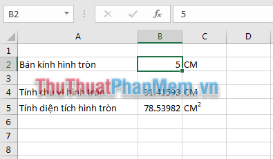 PI (Hàm PI) trong Excel - Cách dùng số PI trong Excel