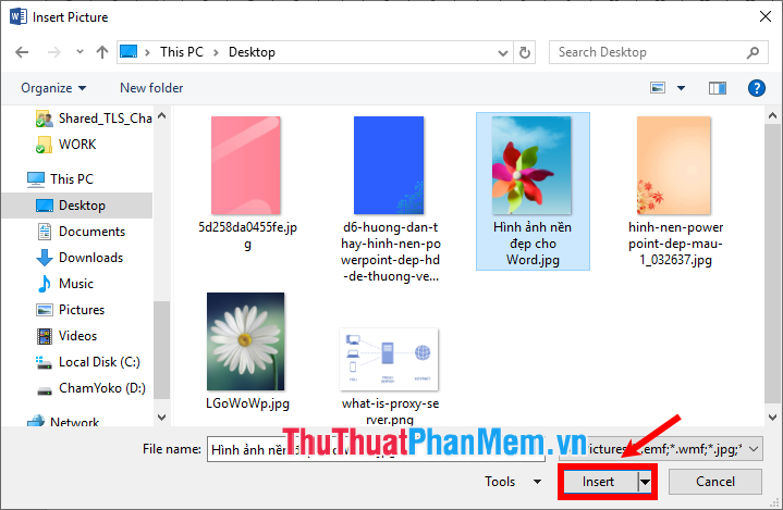 Chọn Insert 2