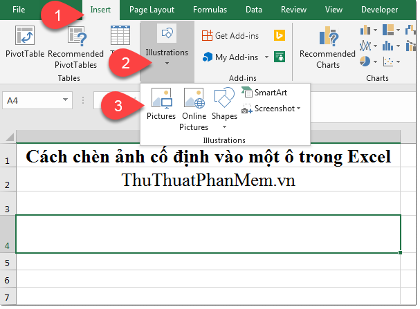 Cách chèn ảnh cố định vào một ô trong Excel