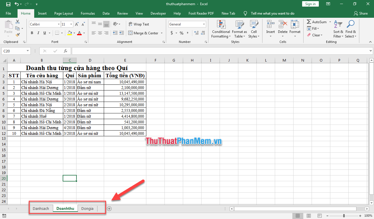 Cách ẩn hiện Sheet Tabs (thanh chứa Sheet) trong Excel