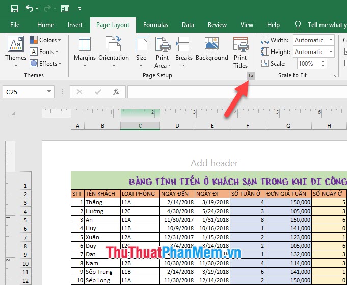 Cách xoay ngang 1 trang giấy trong Excel
