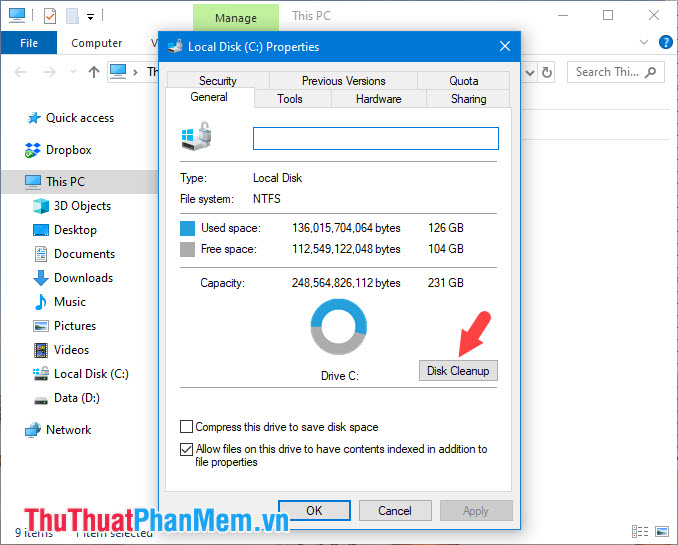 Chọn Disk Cleanup