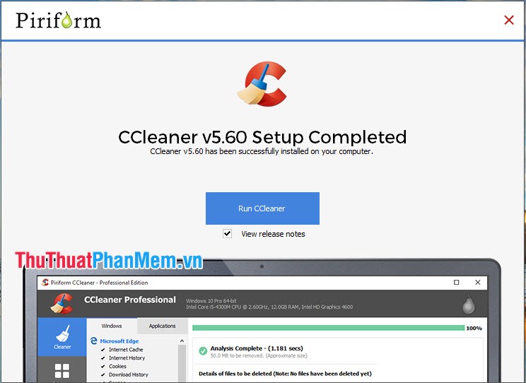 [CCleaner の実行]Chọn