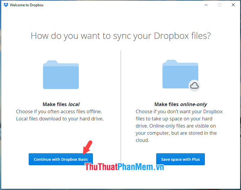 Continue with Dropbox Basic