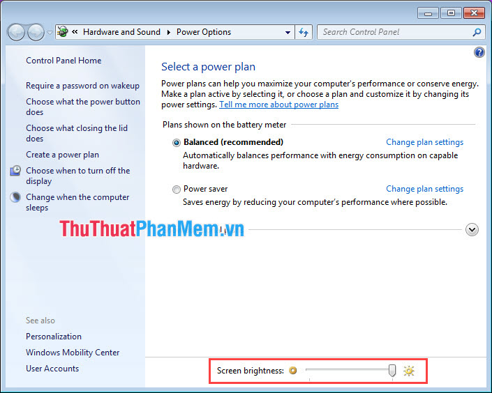 Cách chỉnh độ sáng màn hình Windows 7 trên máy tính, laptop