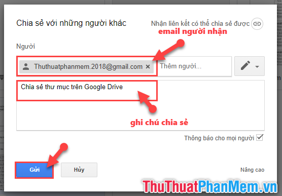 Cách chia sẻ file, thư mục trên Google Drive
