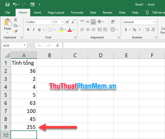 Phím tắt tính tổng trong Excel