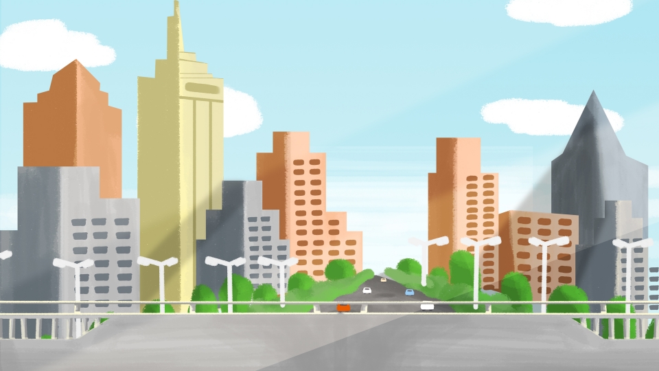 Background thành phố hoạt hình 3D