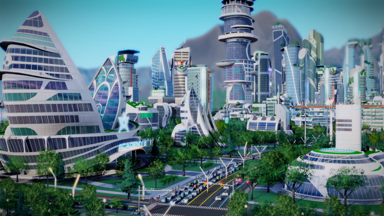 Background toàn cảnh thành phố tương lai