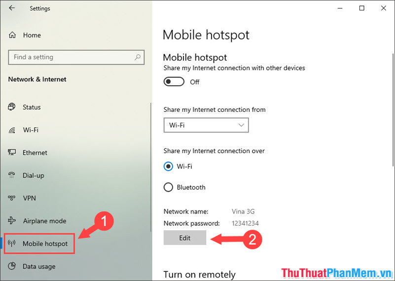 Cách bật, tắt tính năng Mobile Hotspot để phát Wifi trên Windows 10