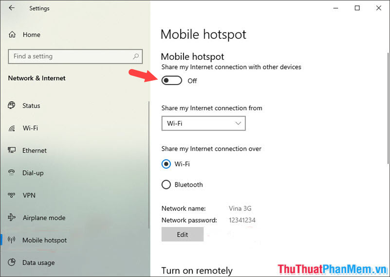 Cách bật, tắt tính năng Mobile Hotspot để phát Wifi trên Windows 10
