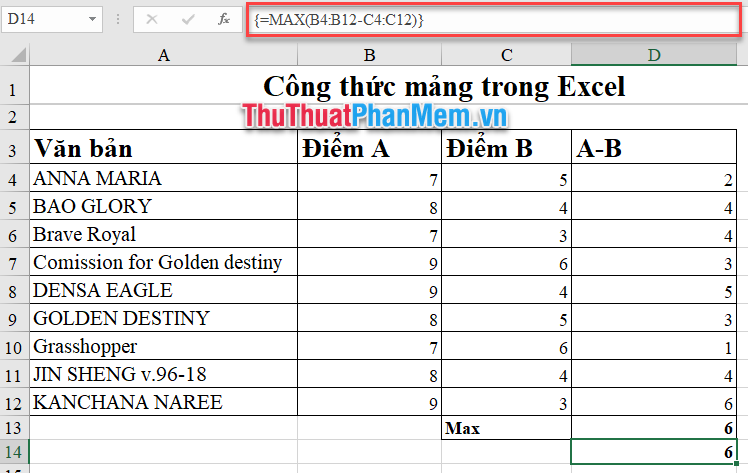 Công thức mảng trong Excel - Hướng dẫn và ví dụ