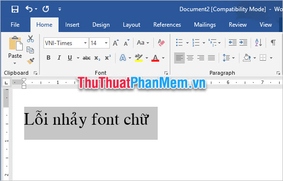 Font chữ mặc định của Word đã được thay đổi theo font bạn lựa chọn