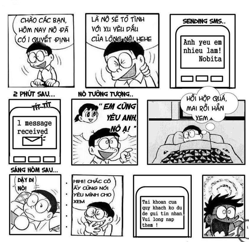 Ảnh Doremon chế Nobita nhắn tin tỏ tình