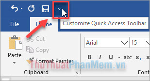 Click vào nút Customize Quick Access Toolbar