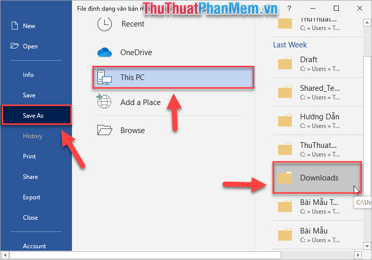 Chọn mục Download