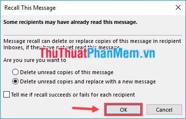 Cách thu hồi thư đã gửi, Recall mail trong Outlook