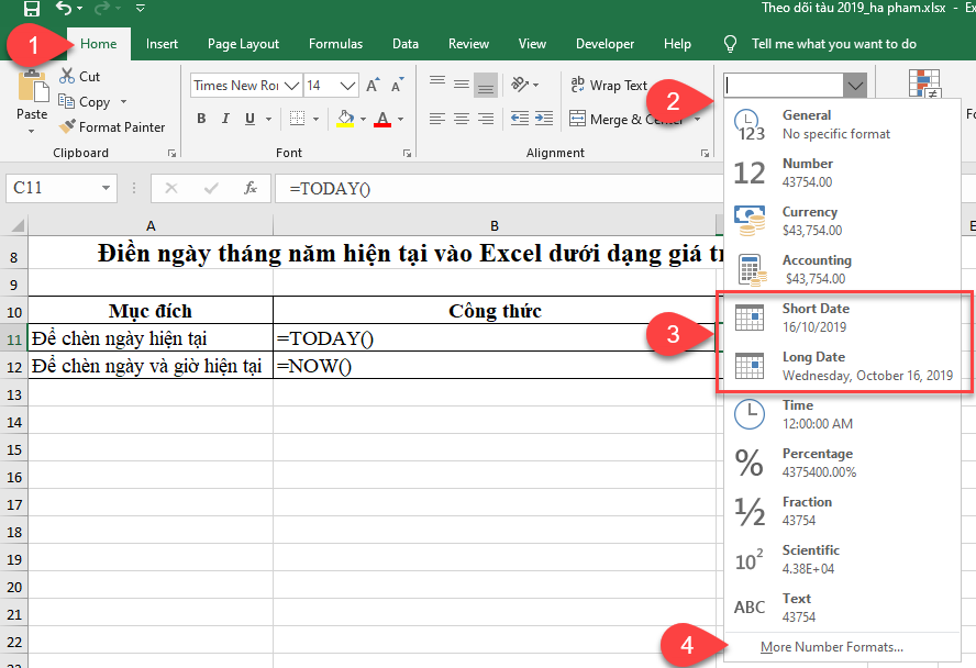 Cách chèn nhanh ngày và giờ hiện tại vào một ô trong Excel
