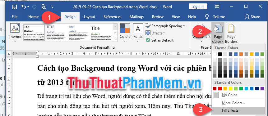 Chọn Fill Effects