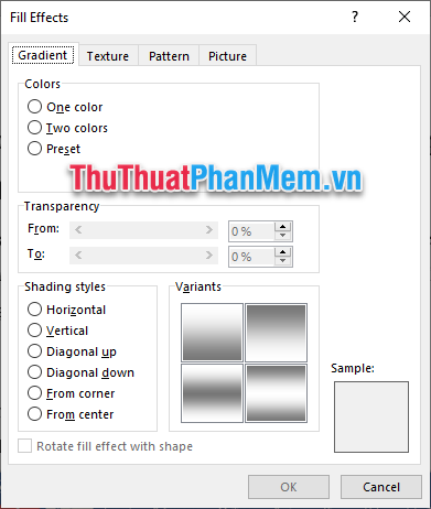 Cửa sổ FIll Effects